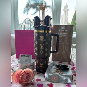 Stanley Dark Brown Tumbler with Gold Details